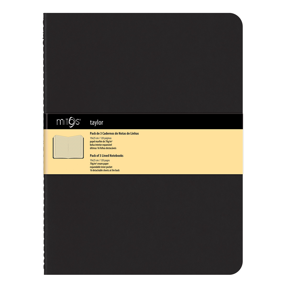 MITOS® TAYLOR-Pack3 Cadernos Notas Linhas(19x25cm)120pag